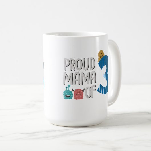 Proud Mama of Three Koffiemok (Voorkant rechts)