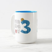 Proud Mama of Three Tweekleurige Koffiemok (Voorkant links)