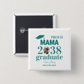 Proud mama personalized graduation vierkante button 5,1 cm (Voorkant /achterkant)