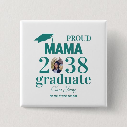 Proud mama personalized graduation vierkante button 5,1 cm (Voorkant)