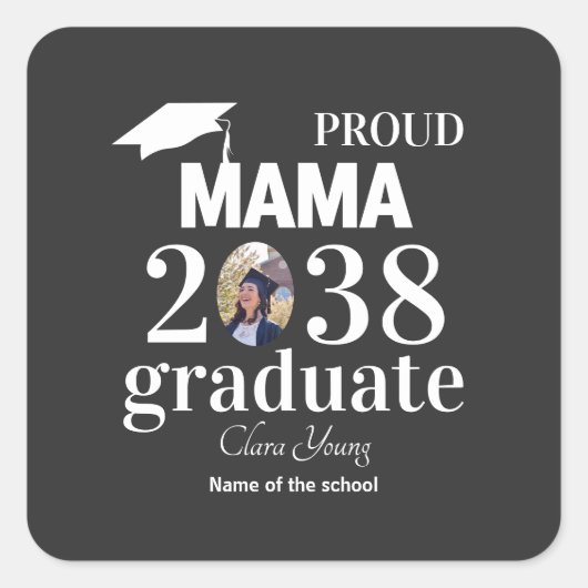 Proud mama personalized graduation vierkante sticker (Voorkant)