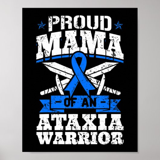 Proud Mama van een Ataxia Warrior Awareness Ribbon Poster (Voorkant)