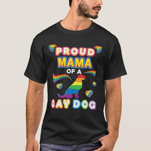 Proud mama van een homoseksuele hond Lesbian Pride T-shirt (Voorkant)
