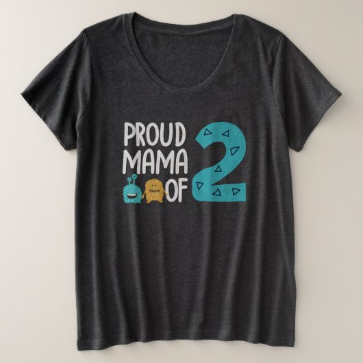 Proud Mama van Two Grote Maat T-shirt (Design voorkant)