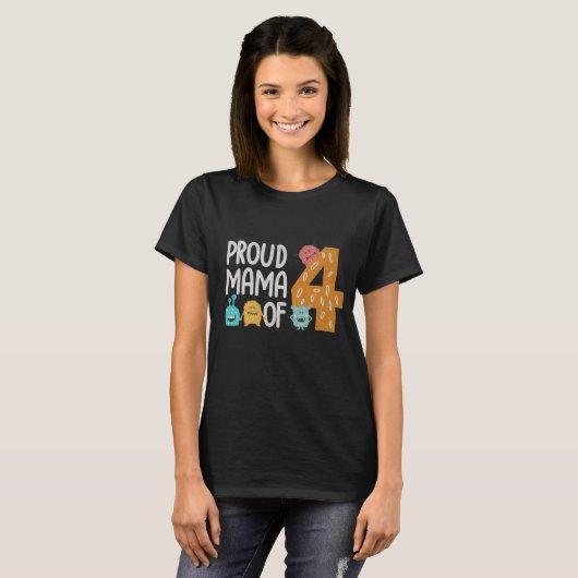 Proud Mama van Vier T-shirt (Voorkant volledig)