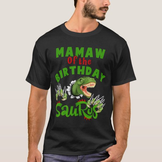 Proud Mamaw of the Birthday Saurus dinosaur T-shirt (Voorkant)