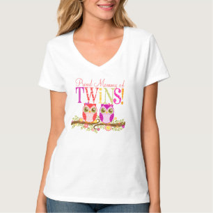 Proud mammie van tweelingen! Cute Baby Girl Owls S T-shirt