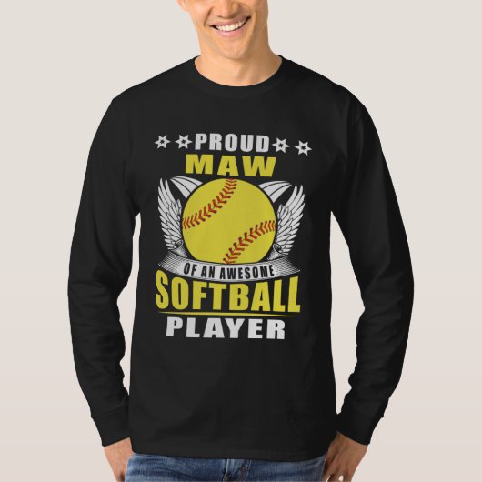Proud Maw Of An Awesome Softball Player Softball M T-shirt (Voorkant)