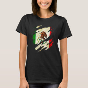 Proud Mexican Chicano Latino Torn riep Mexico Fl T-shirt