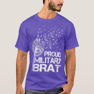 Proud Militaire Brat Militaire Kindmaand Paars omh T-shirt