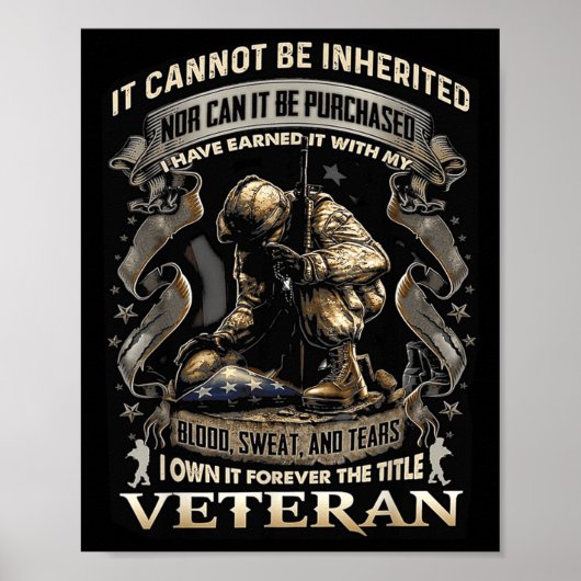 Proud Military Veteran Patriotic American Flag It  Poster (Voorkant)