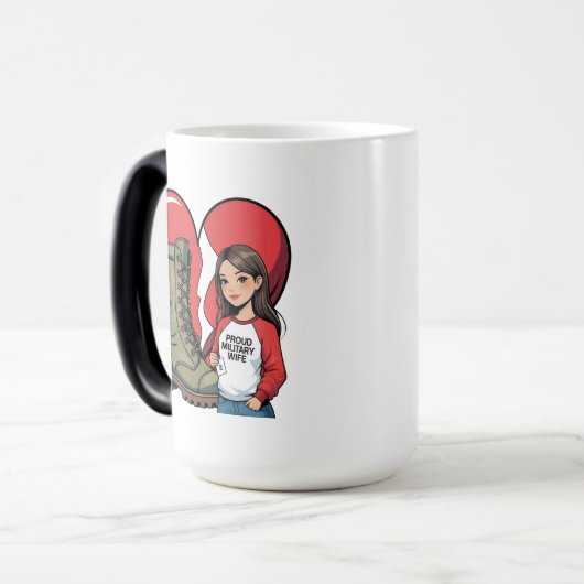 Proud Military Wife – “Boot Wife” Heart Magische Mok (Voorkant links)