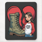 Proud Military Wife – “Boot Wife” Heart Muismat (Voorkant)