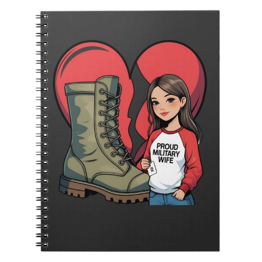 Proud Military Wife – “Boot Wife” Heart Notitieboek (Voorkant)