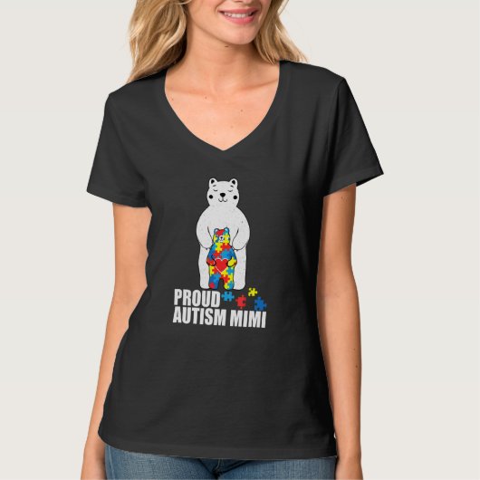 Proud Mimi Bear Autism Awareness Puzzle Piece Fami T-shirt (Voorkant)