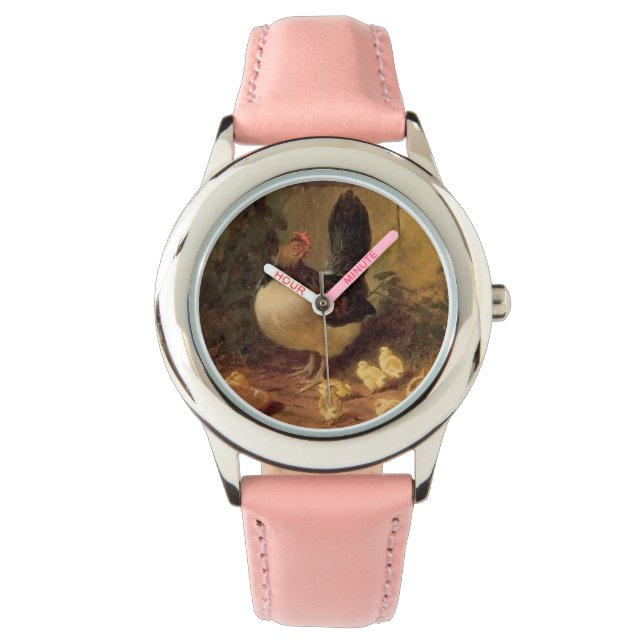 Proud Moeder Hen en Haar Kippen (Baby kippen) Horloge (Voorkant)