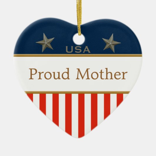 Proud moeder USA Patriotic Photo Heart Ornament (Voorkant)