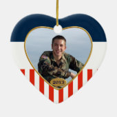 Proud moeder USA Patriotic Photo Heart Ornament (Achterkant)