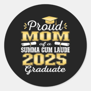 Proud Mom 2025 Summa Cum Laude CL 2025 Afstuderen Ronde Sticker