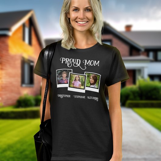 Proud Mom 3 Fotomontage Snapshot Moederdag T-shirt