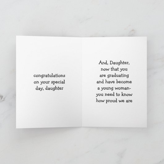 PROUD MOM/DAD DAUGHTER-AFSTUDEERDER KAART (Binnen)