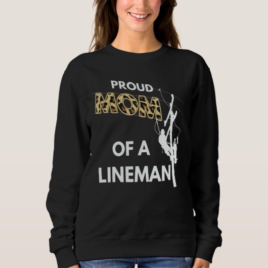 Proud Mom Of A Lineman Leopard Plaid Electric Cabl Trui (Voorkant)