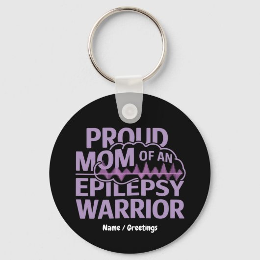  Proud Mom of an Epilepsy Warrior Brain Wave Sleutelhanger (Voorkant)