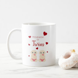 Proud Mom of Twins Quote in Red Koffiemok