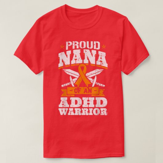 Proud Nana van een ADHD Warrior Awareness Ribbon G T-shirt (Design voorkant)