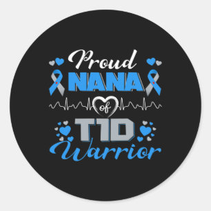 Proud Nana van T1D Warrior type 1 Diabetes Awarene Ronde Sticker