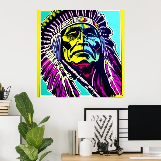 PROUD NATIVE AMERICAN POSTER (Thuiskantoor)