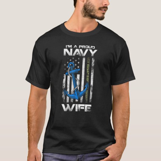 Proud Navy American Flag  Wife T-shirt (Voorkant)
