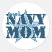 Proud Navy Mam Ronde Sticker (Voorkant)