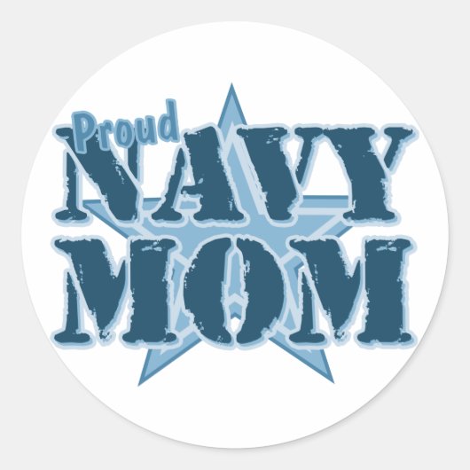 Proud Navy Mam Ronde Sticker (Voorkant)