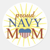 Proud Navy Mam Ronde Sticker (Voorkant)