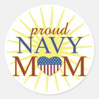 Proud Navy Mam Ronde Sticker