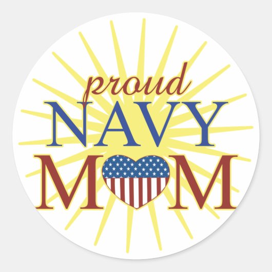 Proud Navy Mam Ronde Sticker (Voorkant)
