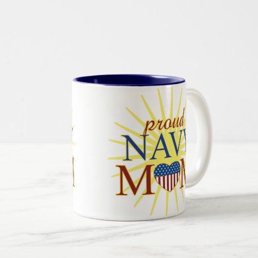 Proud Navy Mam Tweekleurige Koffiemok (Voorkant rechts)