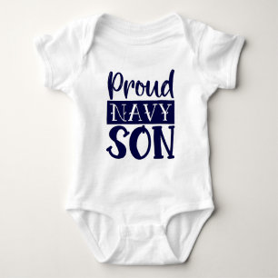 Proud Navy Son Baby Bodysuit