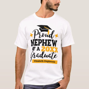 Proud nephew 2022 afstuderen zwarte goudsmeel t-shirt