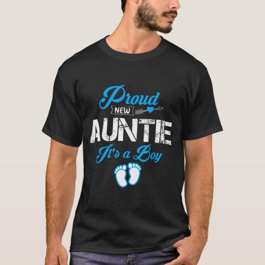 Proud New Auntie It's A Boy Gender Reveal Funny Fa T-shirt (Voorkant)
