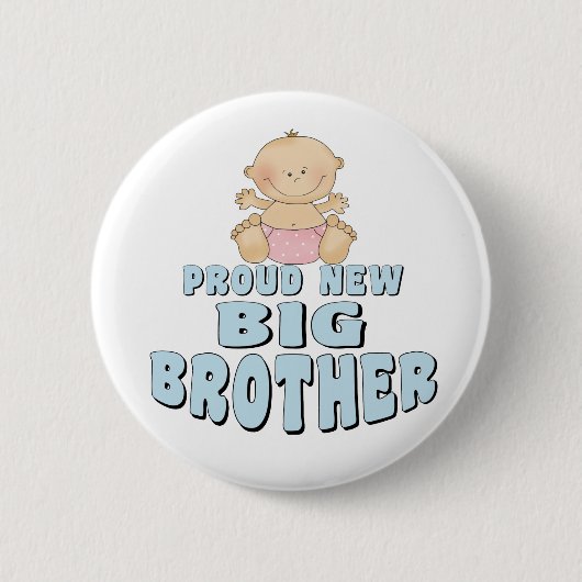 Proud New Big Brother Girl Ronde Button 5,7 Cm (Voorkant)