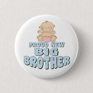 Proud New Big Brother Girl Ronde Button 5,7 Cm