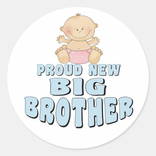 Proud New Big Brother Girl Ronde Sticker (Voorkant)
