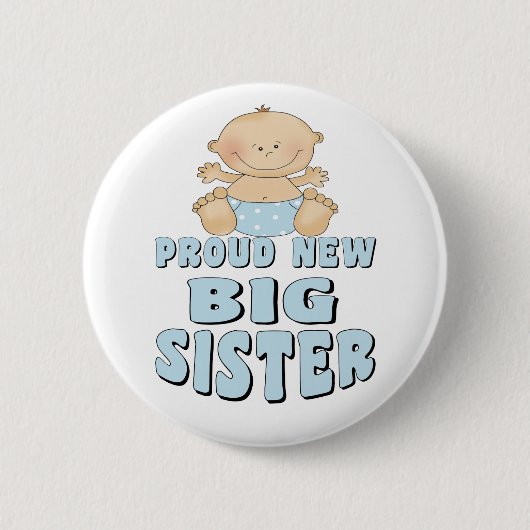 Proud New Big Sister Boy Ronde Button 5,7 Cm (Voorkant)