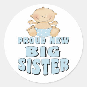 Proud New Big Sister Boy Ronde Sticker