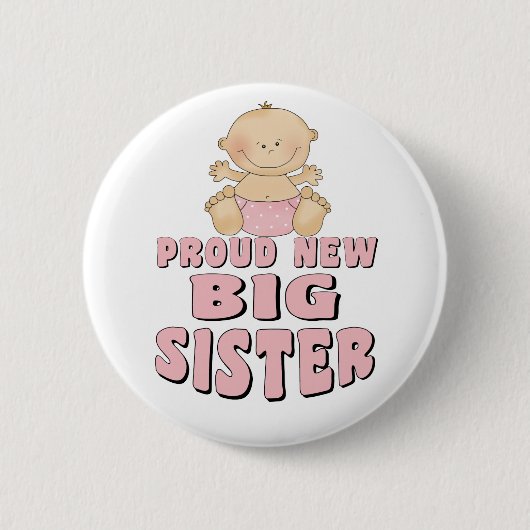 Proud New Big Sister Girl Ronde Button 5,7 Cm (Voorkant)