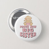 Proud New Big Sister Girl Ronde Button 5,7 Cm (Voorkant /achterkant)