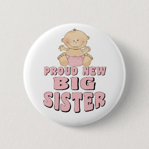 Proud New Big Sister Girl Ronde Button 5,7 Cm