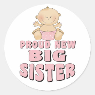 Proud New Big Sister Girl Ronde Sticker